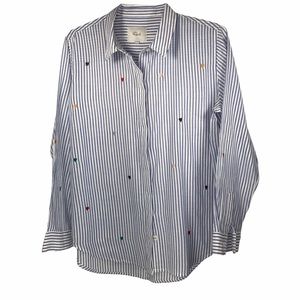 Rails Tiny Rainbow Hearts Button Down Shirt  Sz L Valentine’s Day Minimalist EUC
